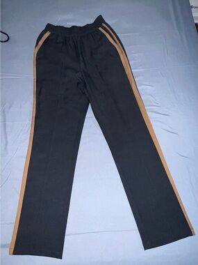 Primark Black Trousers with Tan Side Stripes